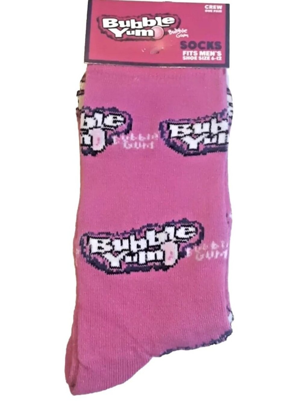 Unisex Crew Socks Bubble Yum Men Shoe Size 6-13 Pink Polyester Novelty NWT Women